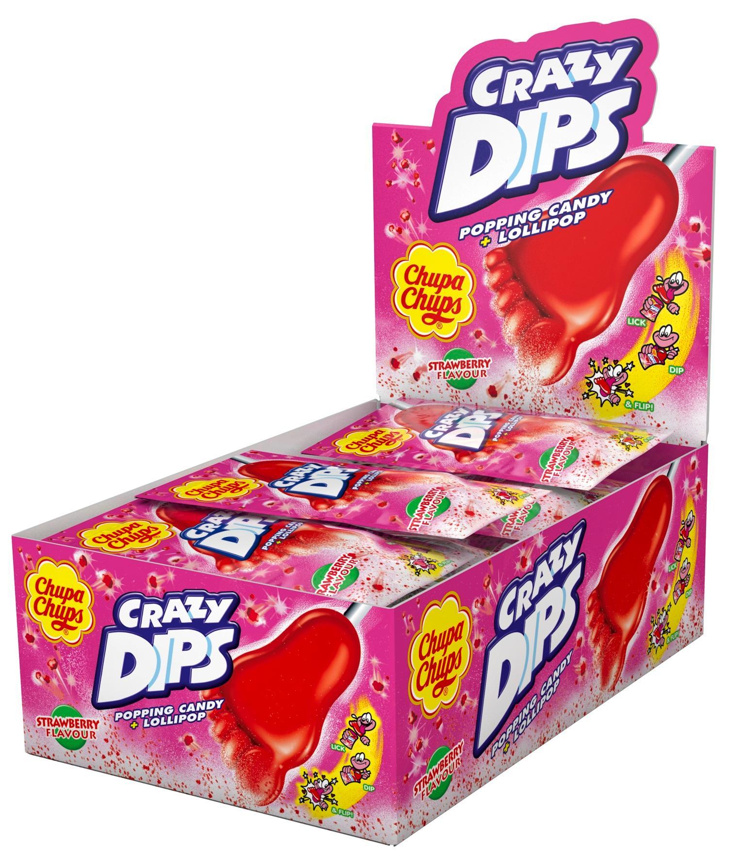 Chupa Chups Crazy Dips Erdbeere - 24 Lutscher