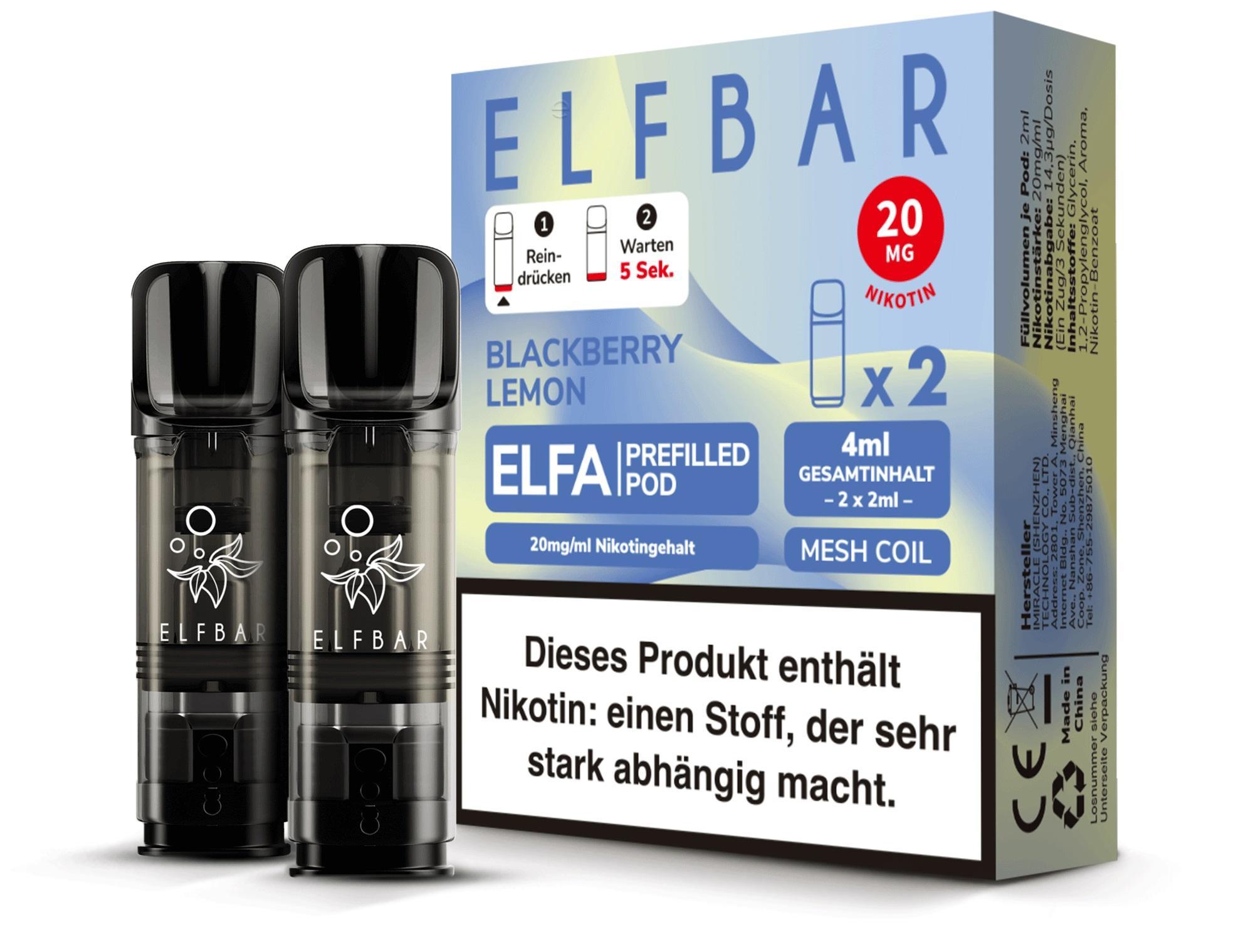 ElfBar ELFA Pods Blackberry Lemon 20mg - 10 x 2 Pods