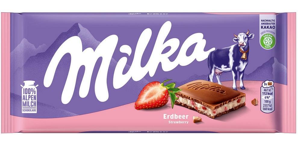 Milka Erdbeer-Joghurt 100g Tafel - Fruchtig-cremiger Genuss mit zarter Alpenmilch-Schokolade